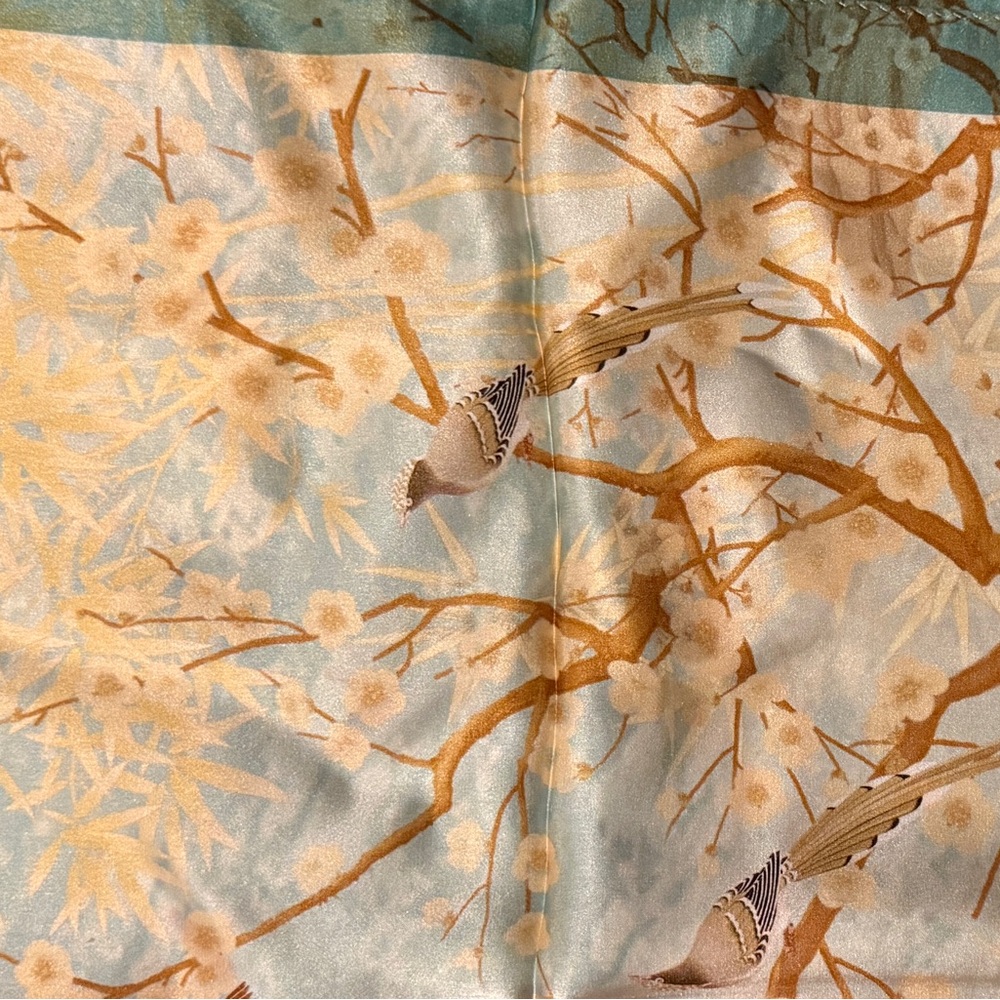 Wensli Floral Silk Scarf in Green and Gold